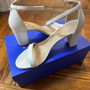 White bridal Stuart Weitzman Nearlynude Strap Sandals in size 7.5